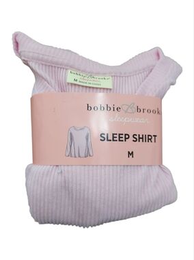 Bobbie Brooks Light Pink Ribbed Long Sleeve Sleep Top Size Med NWT